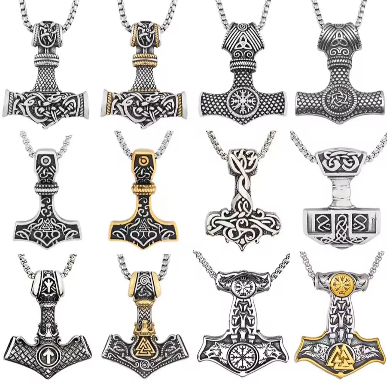 Colar Martelo de Thor de aço inoxidável- 12 Modelos - Estilo Viking
