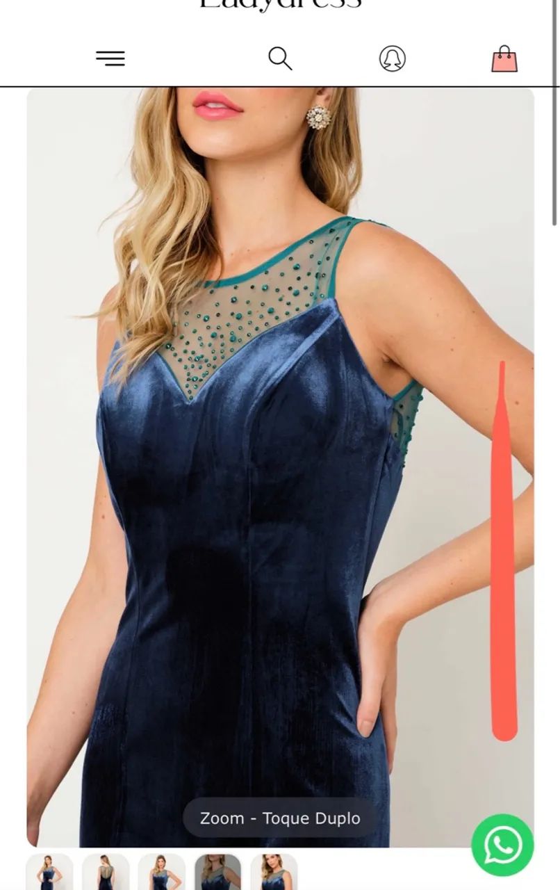 Vestido Azul Petróleo de Veludo com Detalhes em Pedrarias - Foto 4