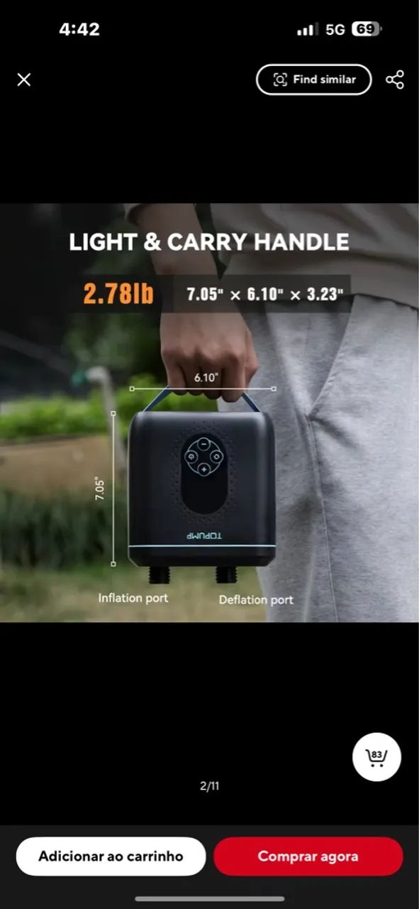 Compressor portatil para kitesurf, sup, colchões