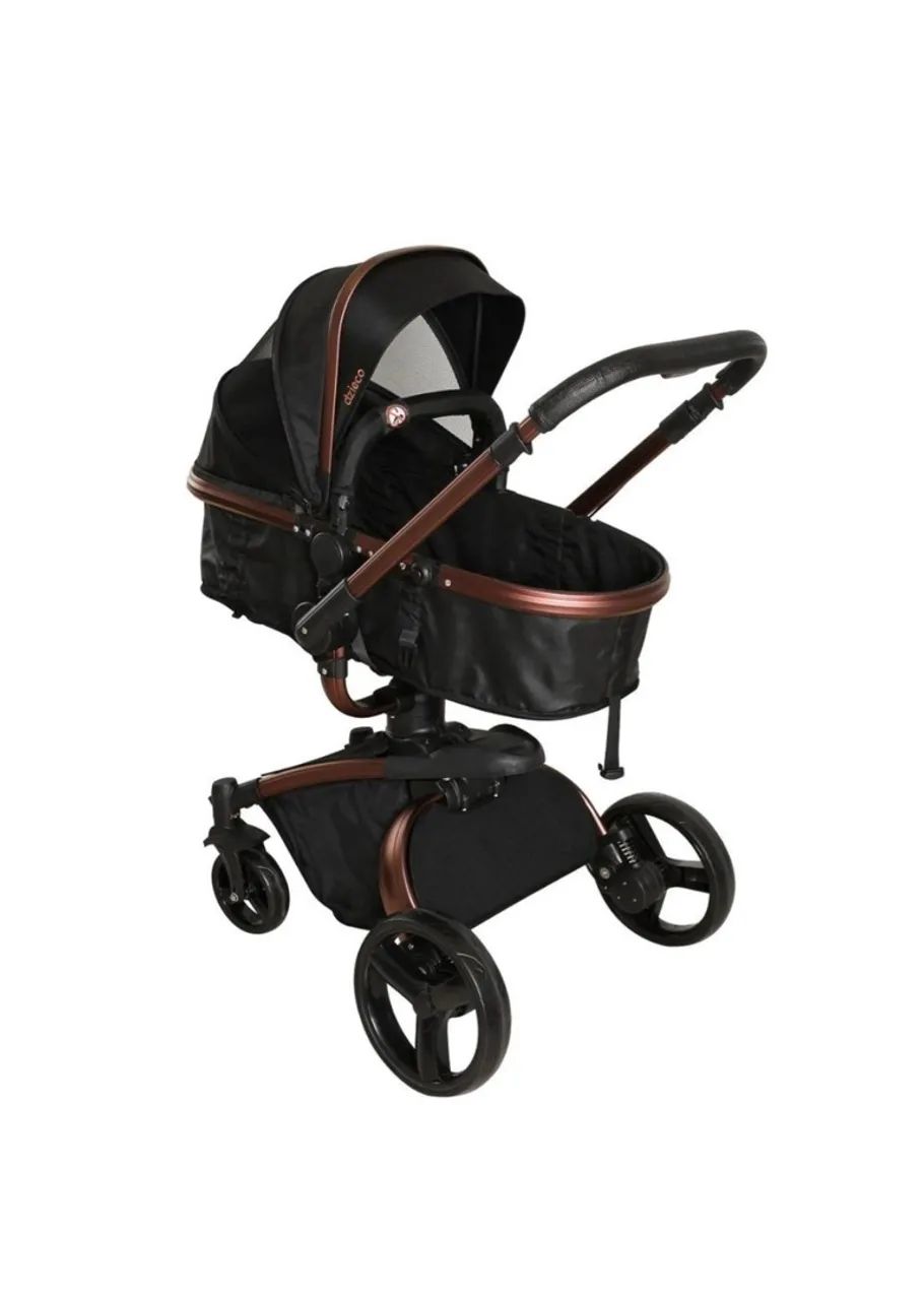 Carrinho Travel System Vulkan 360º Preto e Cobre + Bebê Conforto + Base - Dzieco - Foto 2