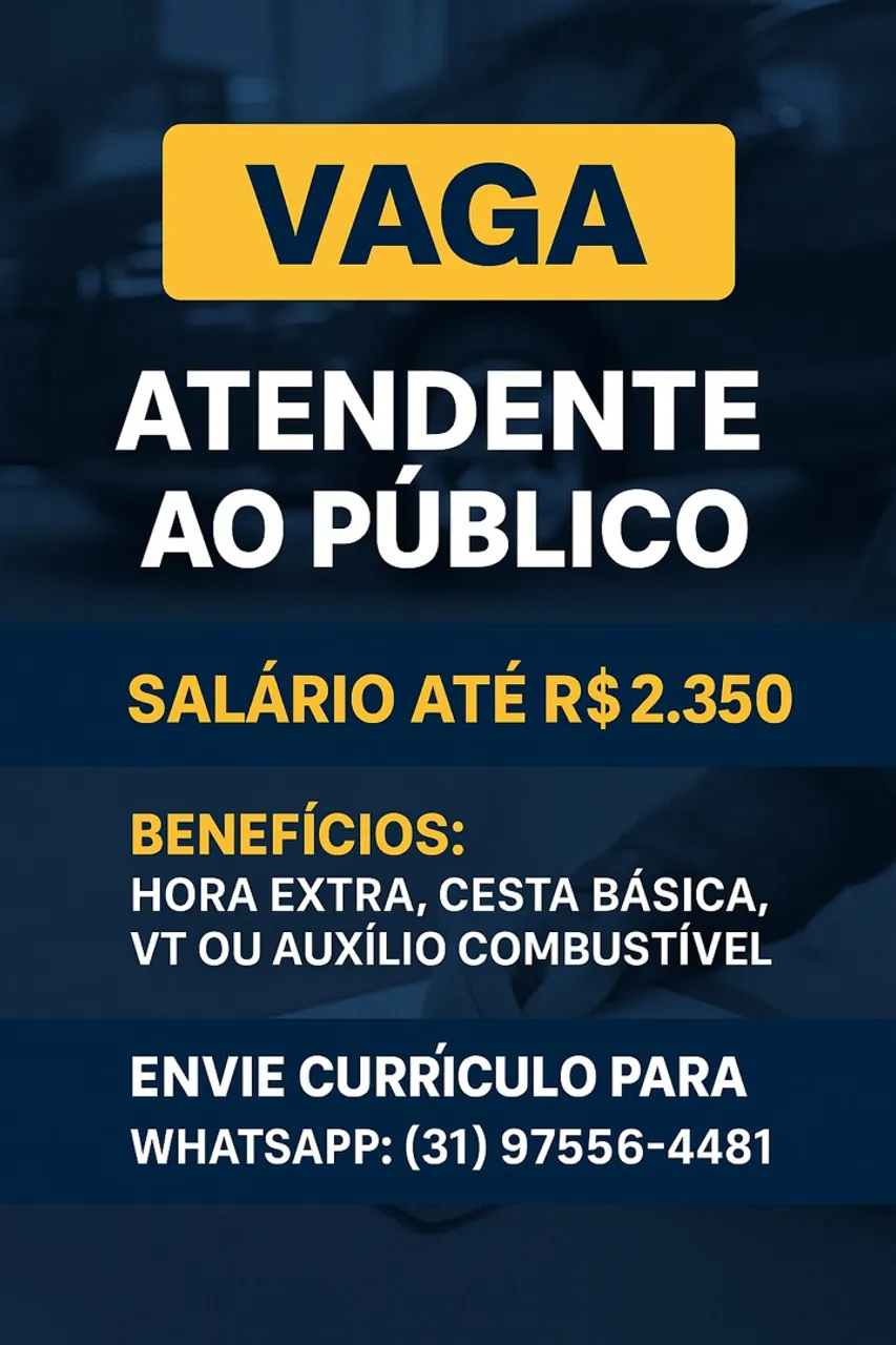 Vaga De Atendente Início Imediato