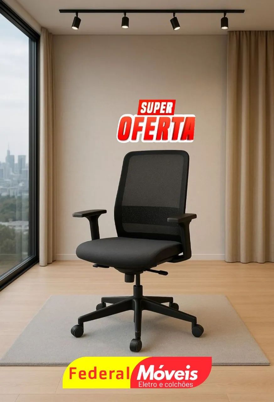 Cadeira Presidente Giratória sem Apoio de Cabeça - Compacta, versátil e durável!