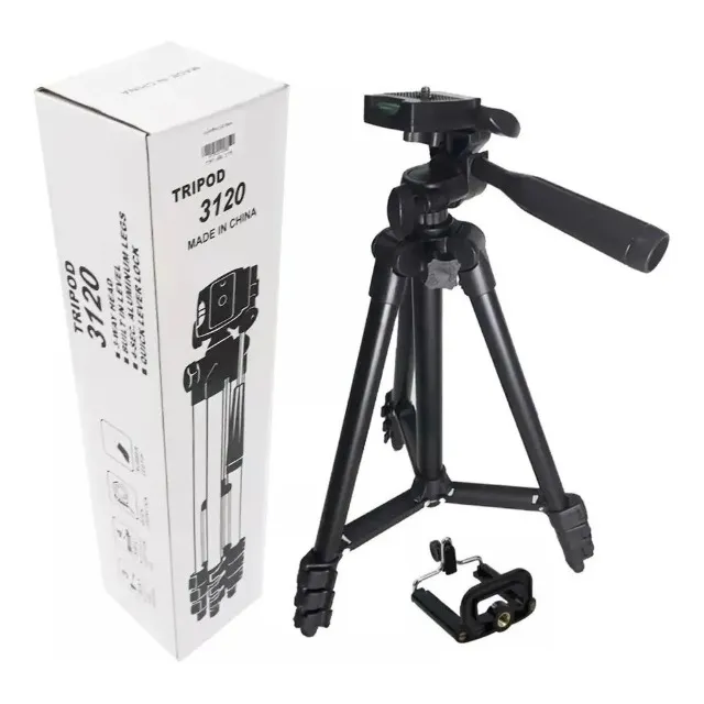 Tripé 1,05M Fotográfico Telescópico Câmera Celular Suporte Celular