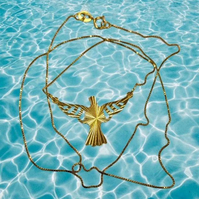 Corrente de Ouro Amarelo com Pingente em Forma de Pomba - Foto 4
