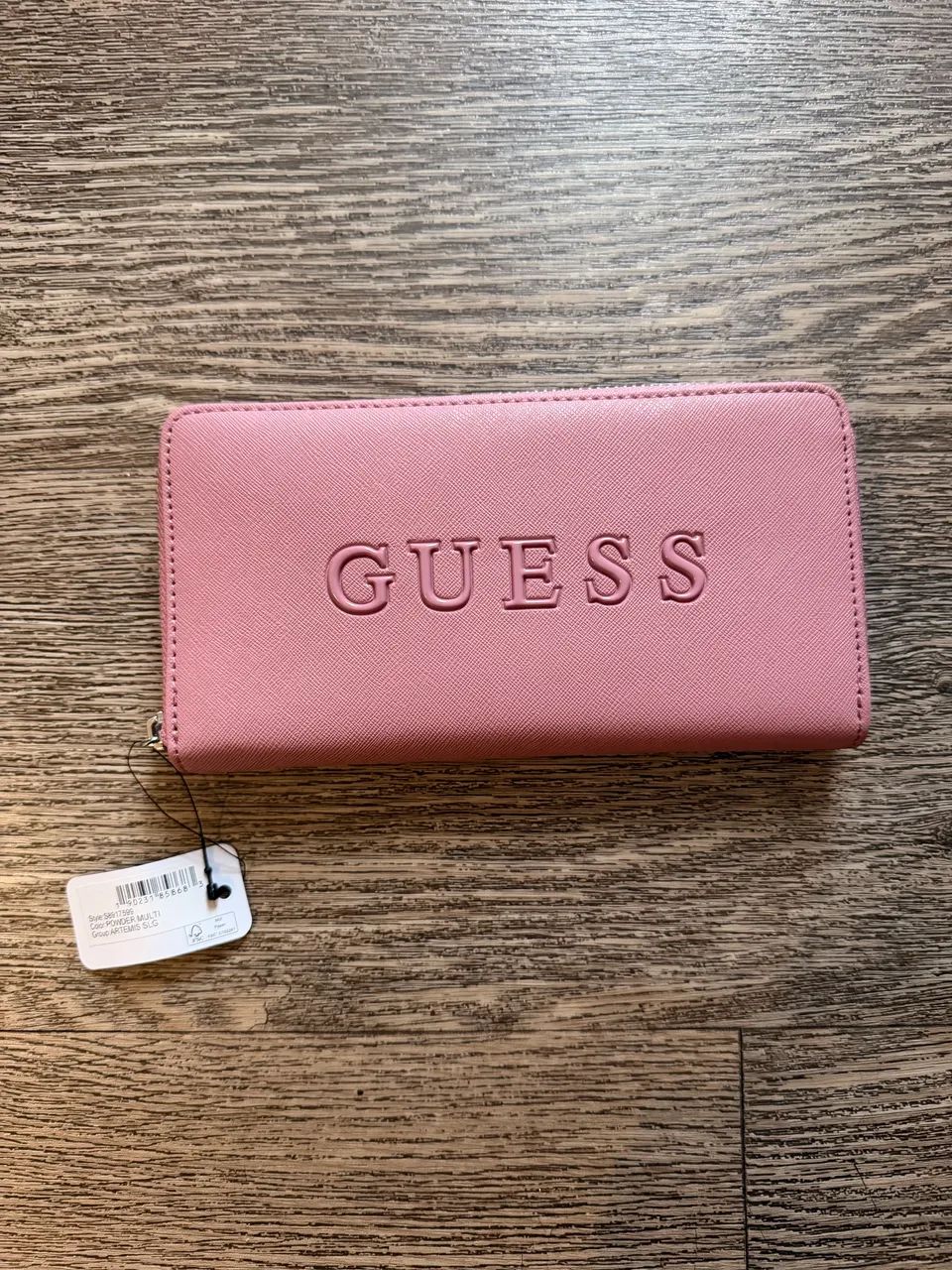 Guess carteira continental com zíper, rosa