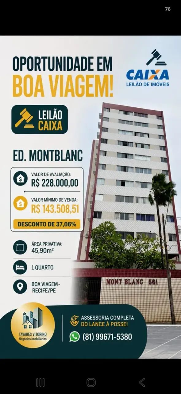 Imóvel para venda possui 45 metros quadrados com 1 quarto em Boa Viagem - Recife - PE 1