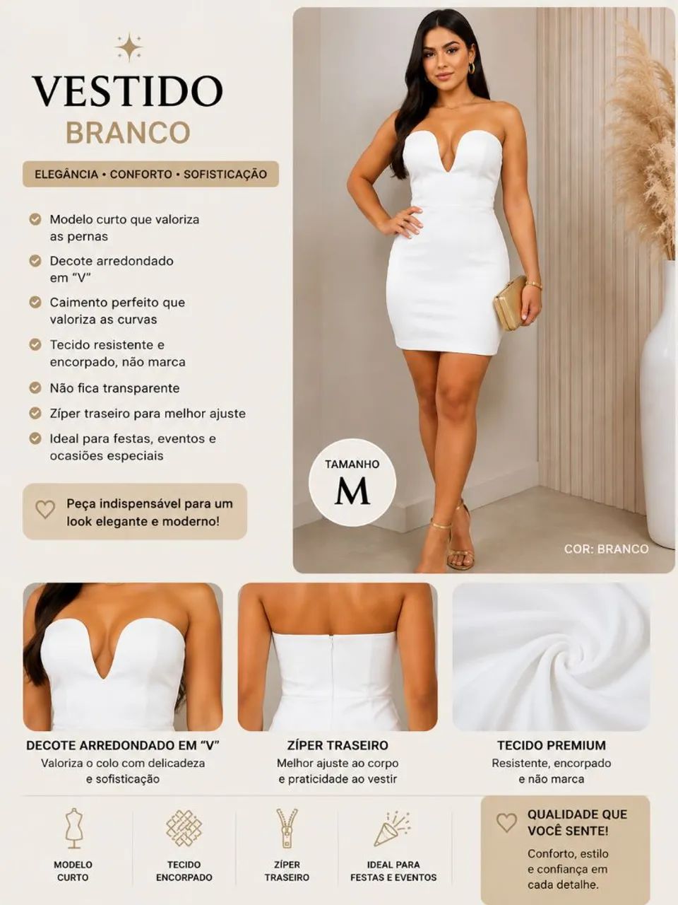 Vestido curto branco perfeito