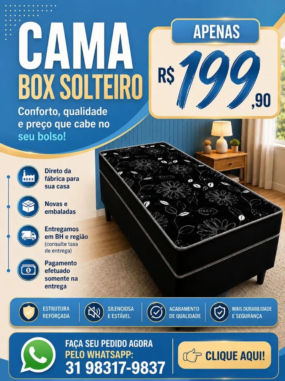 CAMA BOX SOLTEIRO 