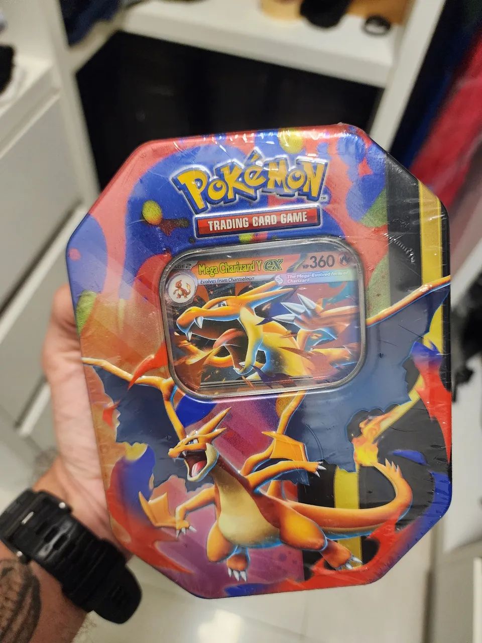 Caixa lata Pokemon TCG mega charizard Ex Ingles 