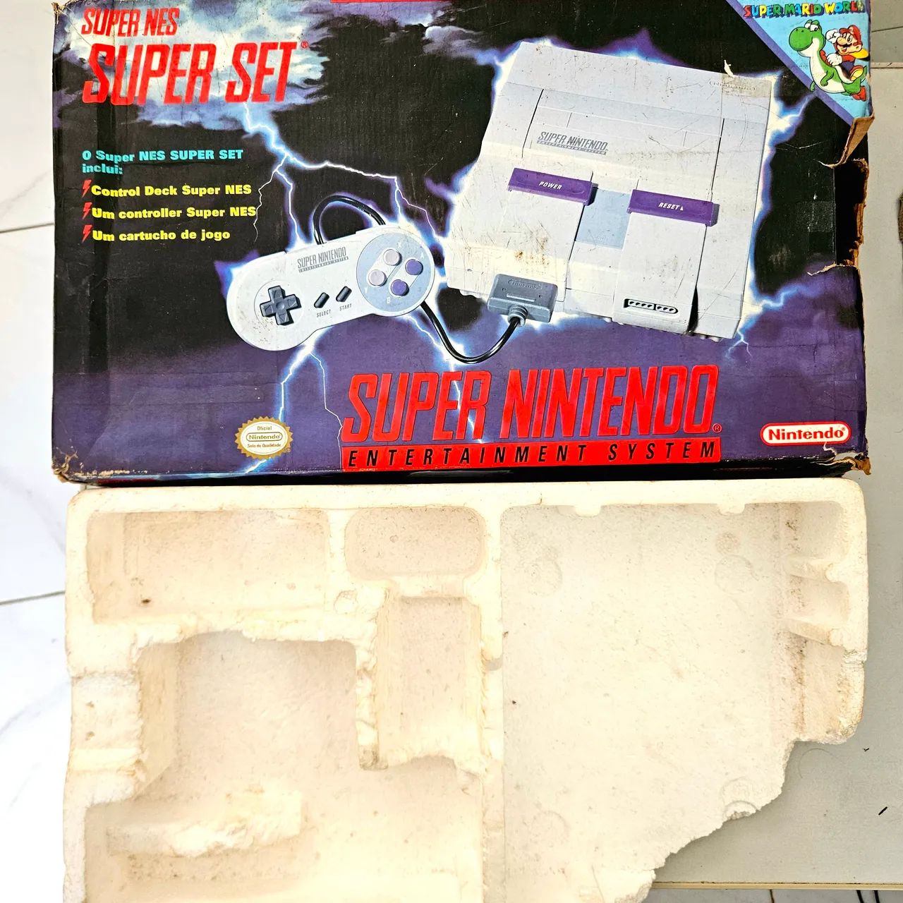Caixa + isopor super Nintendo snes