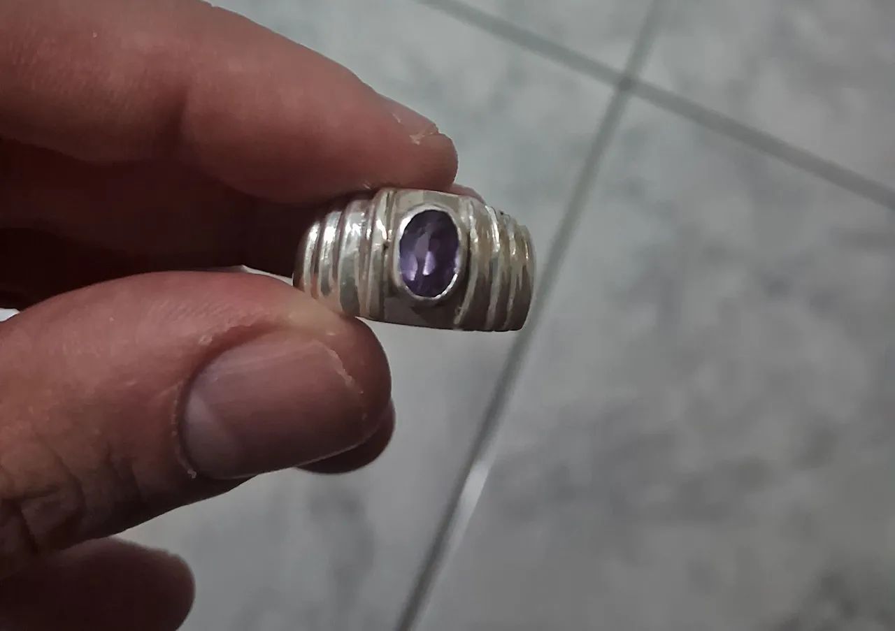 Anel Prata 950 com Ametista