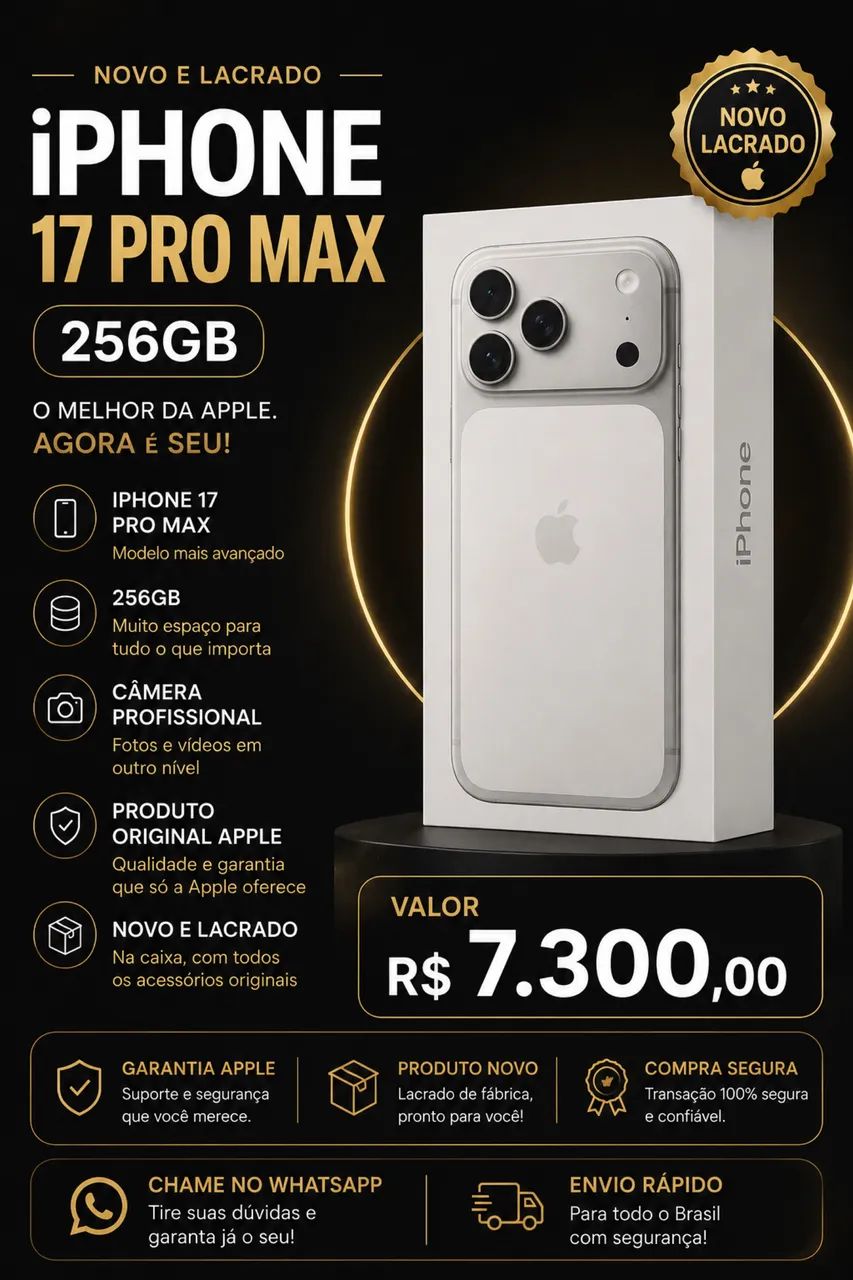 iPhone 17 pro Max novo lacrado 