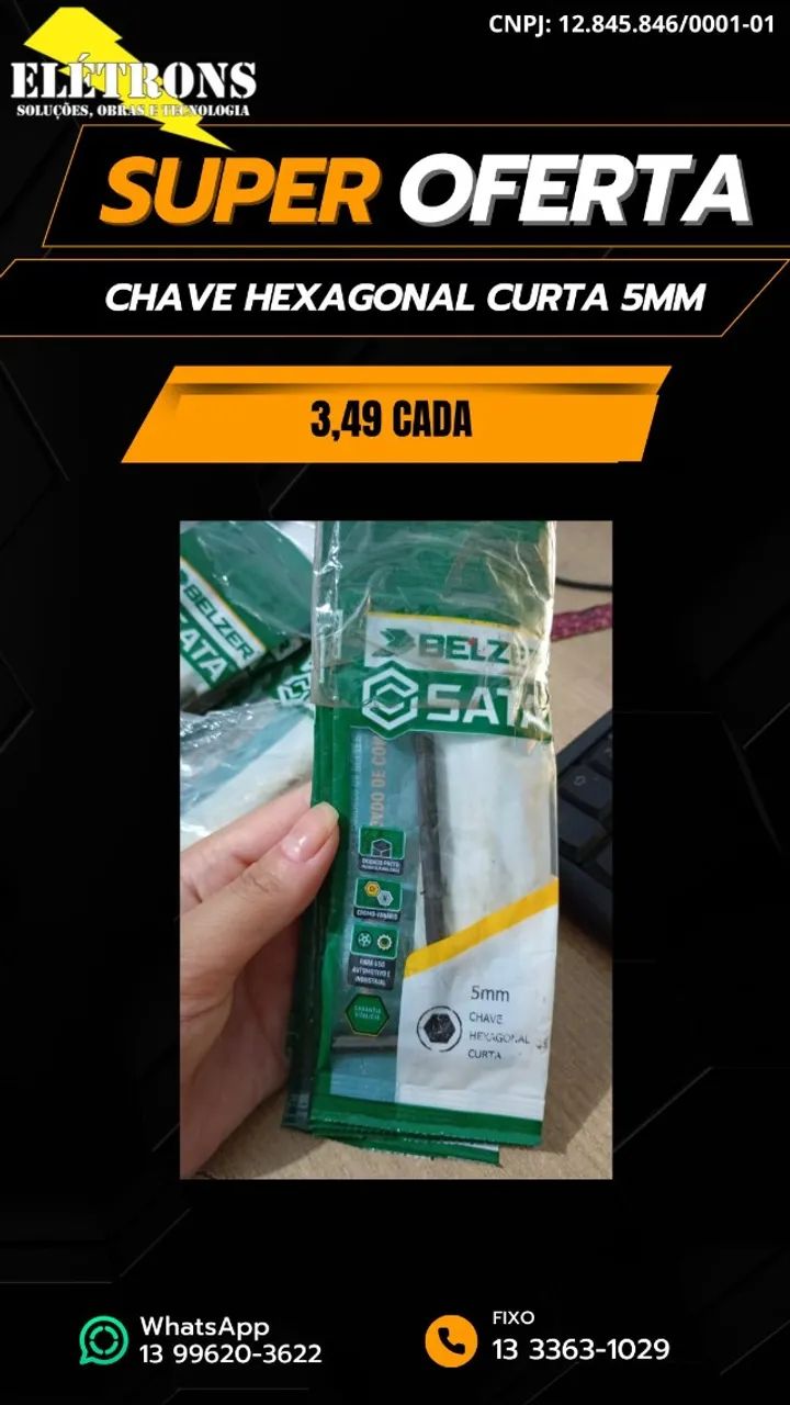 CHAVE HEXAGONAL LONGA 5MM