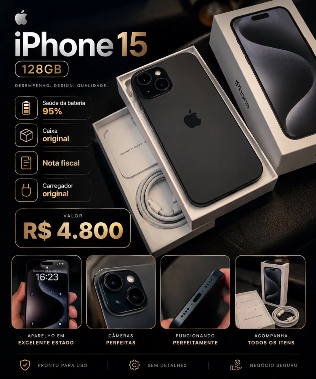 ? iPhone 15 128GB ? IMPECÁVEL