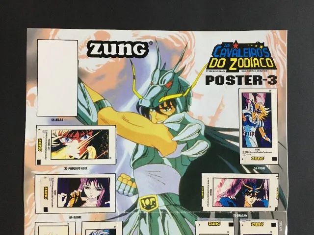 Pôster 3 Os Cavaleiros do Zodíaco Balas Zung Quase Completo Original 1994 - Foto 2