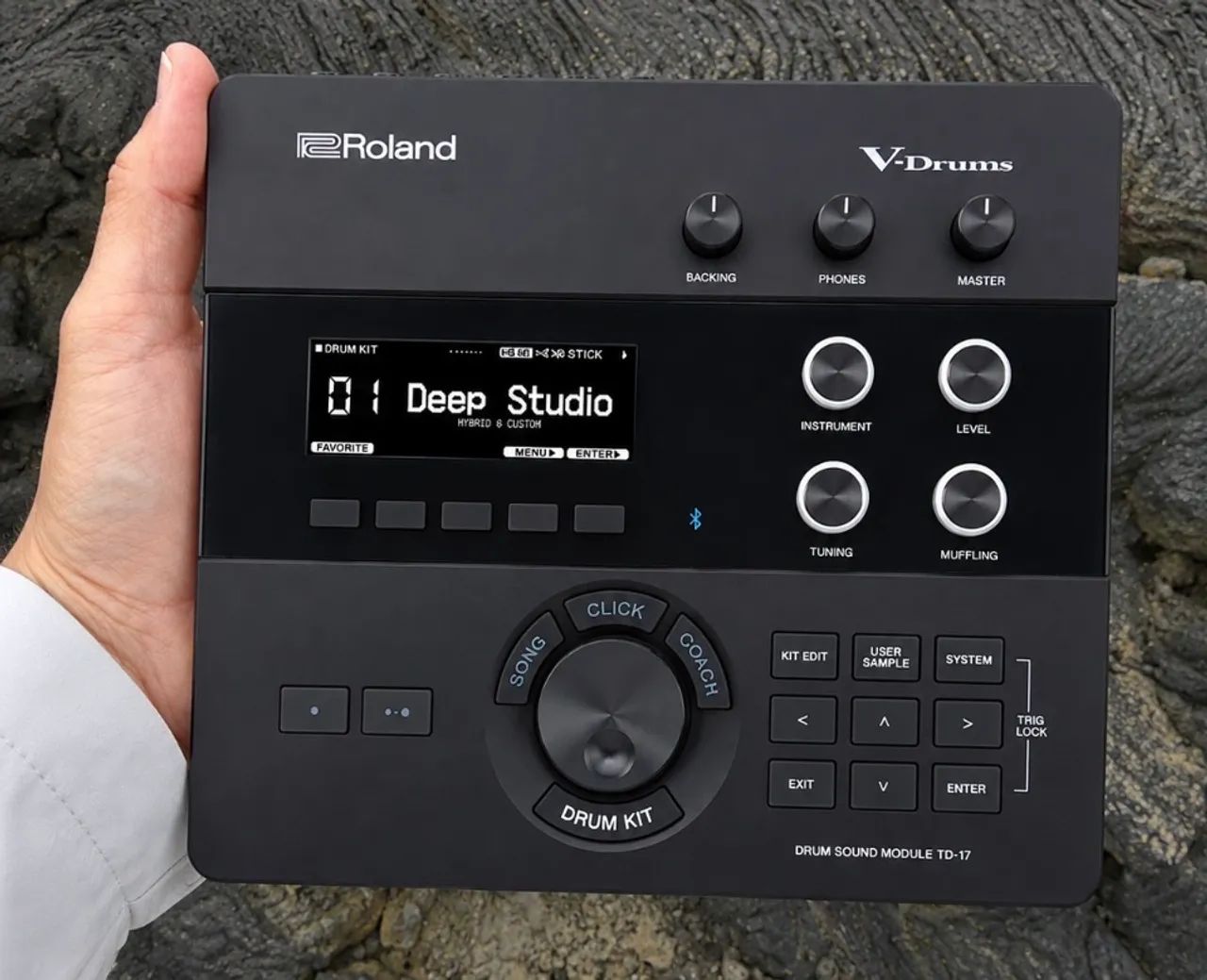 Módulo Roland TD 27 com multi cabos, fonte original, base e clamp - Foto 2