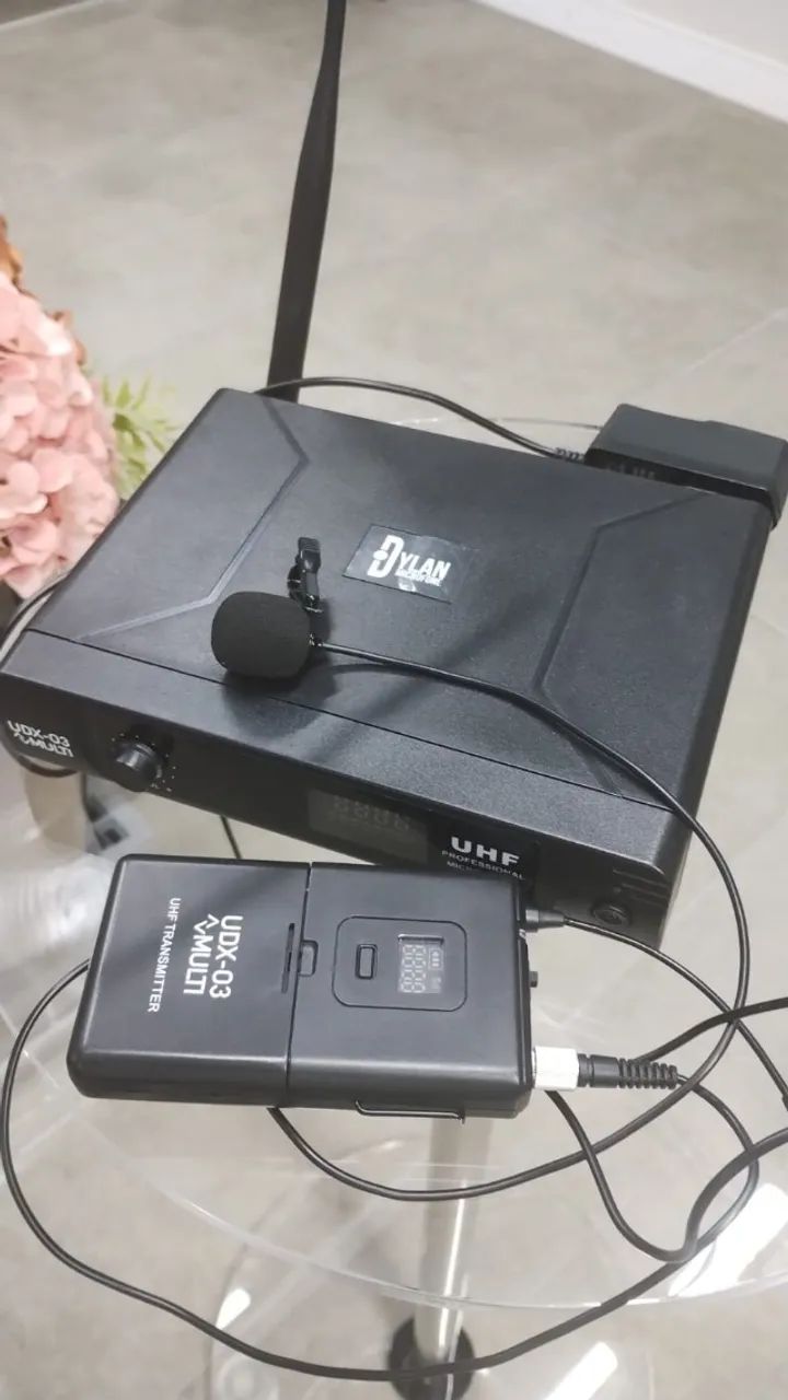 Microfone Sem Fio Dylan UDX-03 UHF Headset / Lapela - Microfones e