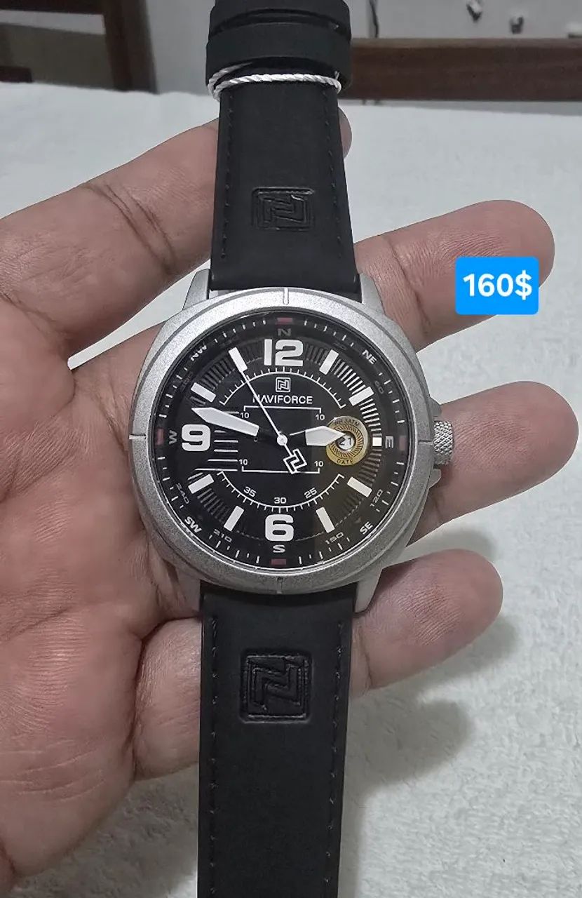Relógio da Naviforce pulseira preta de couro original 