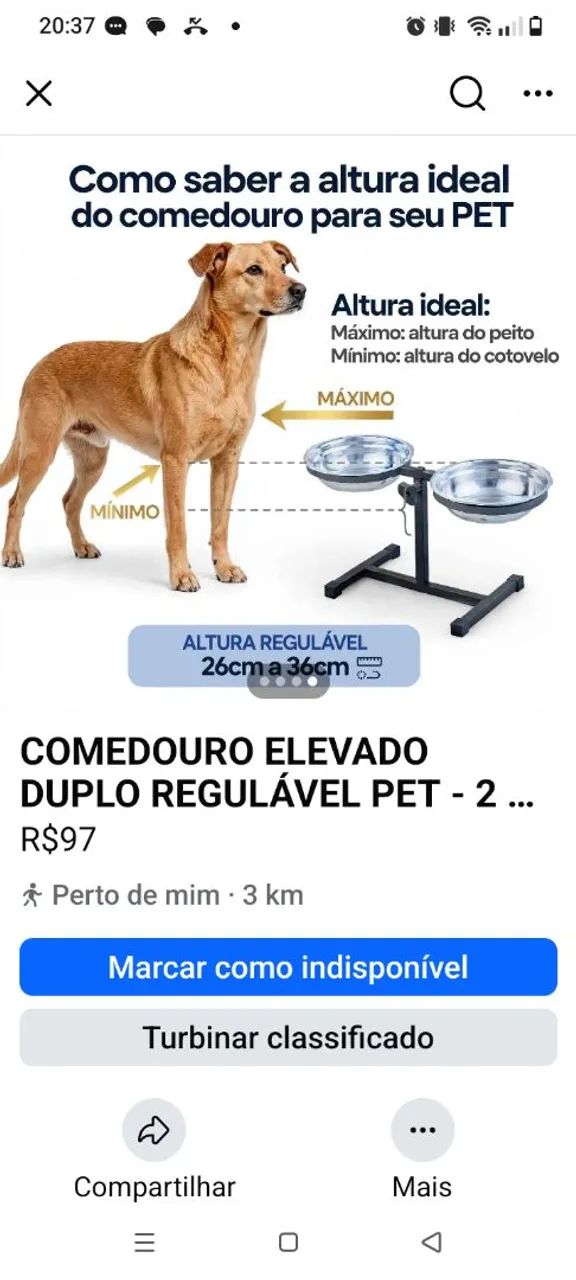 Comedouro elevado duplo regulável pet  - Foto 4