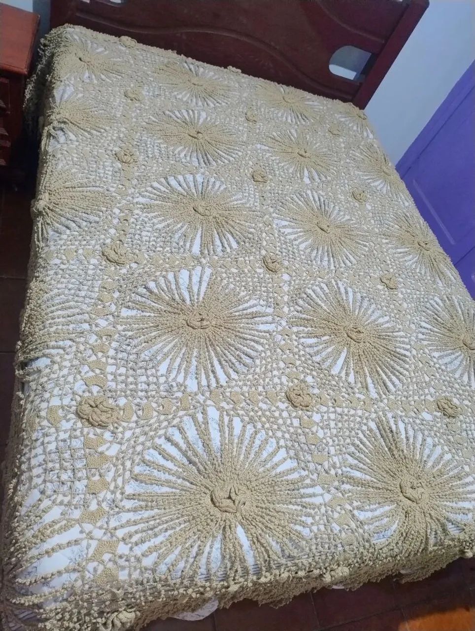 Colcha de crochê ponto Pipoca