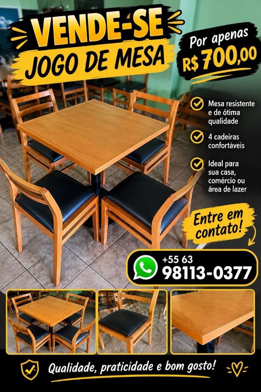 Mesas e cadeiras 