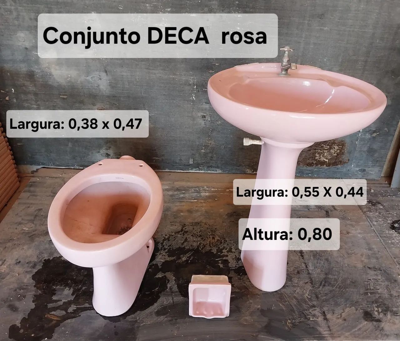 Conjunto sanitários rosa Deca 