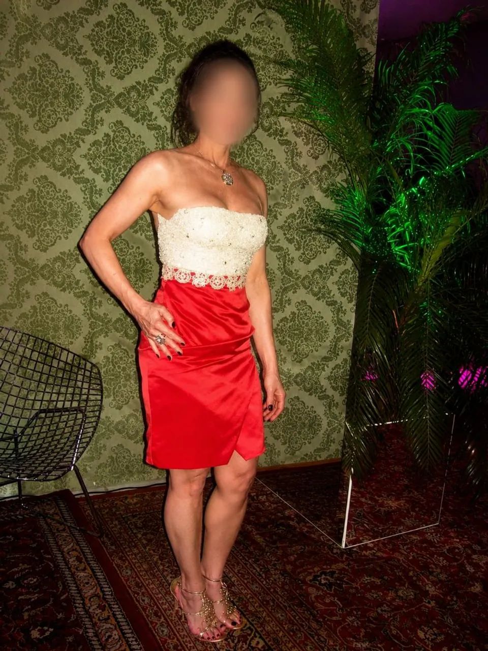 Vestido de Festa Laranja e Off-White - Foto 2