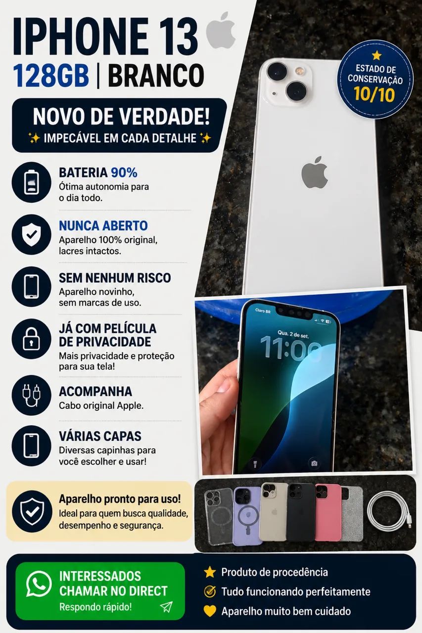 iPhone 13 Impecável Branco