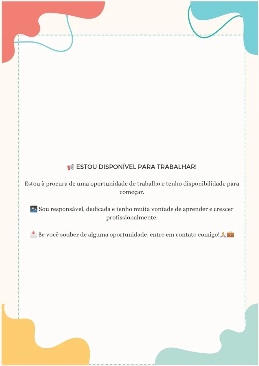 Estou disponível para serviços