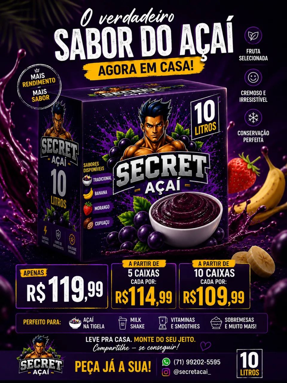 Caixa de açaí de 10 litros 