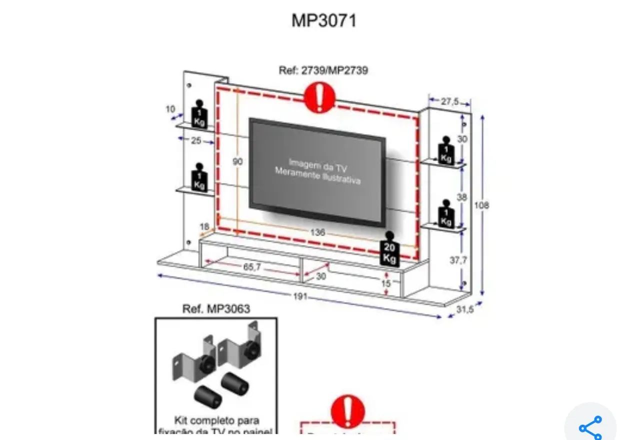 Painel com Suporte até 60"  - Foto 3