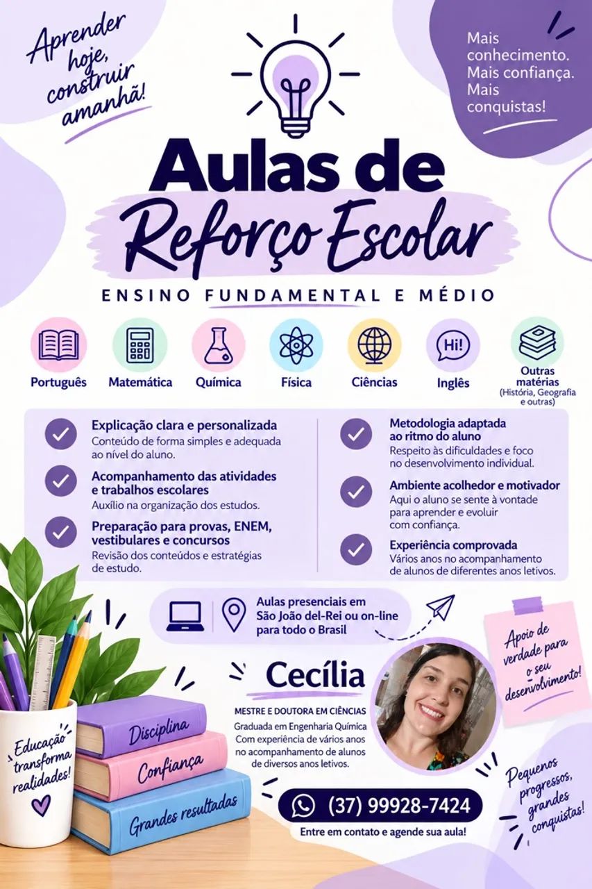 AULAS DE REFORÇO ESCOLAR
