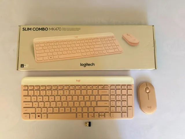 Kit Teclado e Mouse Sem Fio Logitech MK470 Slim Rosa - Usado - Foto 4