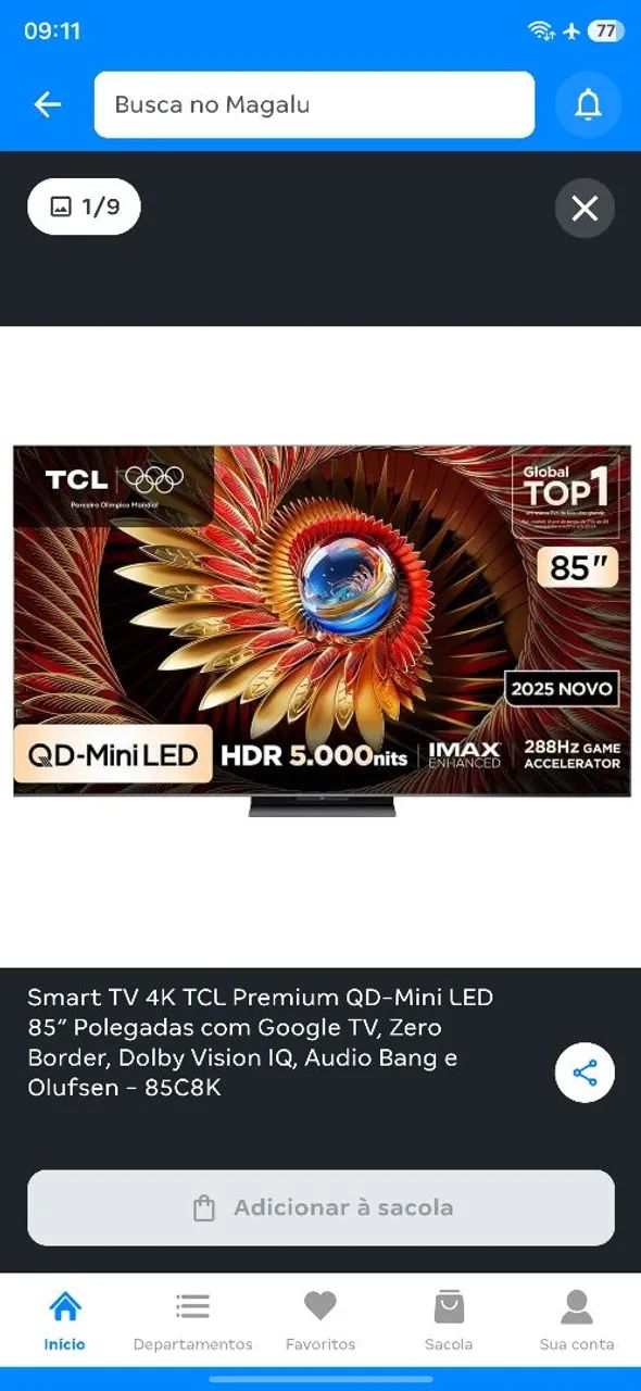 Tv tcl c8k 85 polegadas