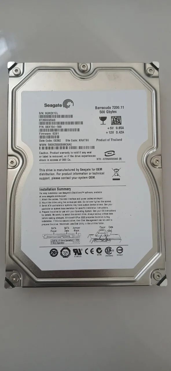 hd 500gb dvr barracuda  7200 seagate