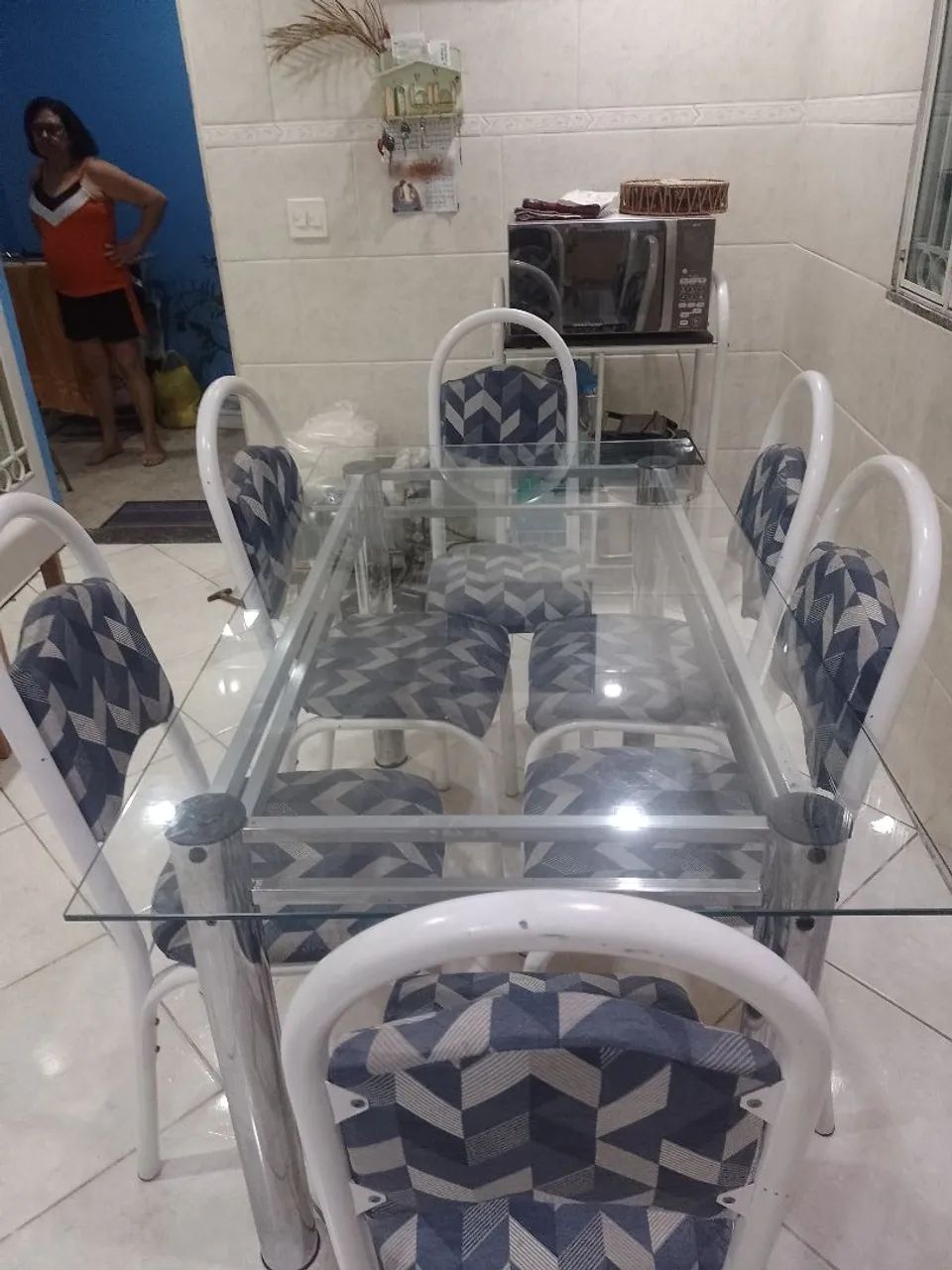 Mesa tampo de vidro 