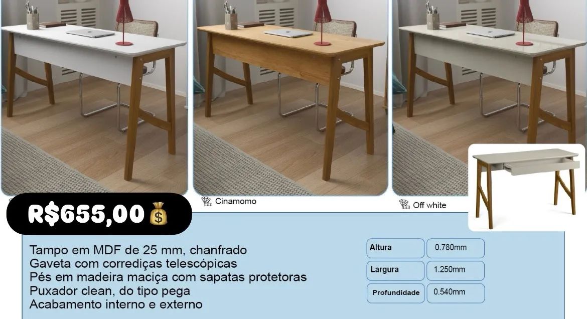 Escrivaninha 1Gavetas - Foto 2