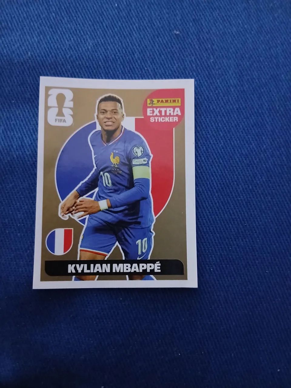 Extra Sticker Ouro do Kylian Mbappé Panini Copa do Mundo