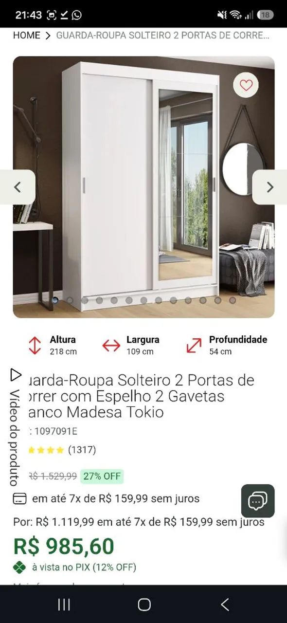 Roupeiro marca Madessa com portas de correr - Foto 2