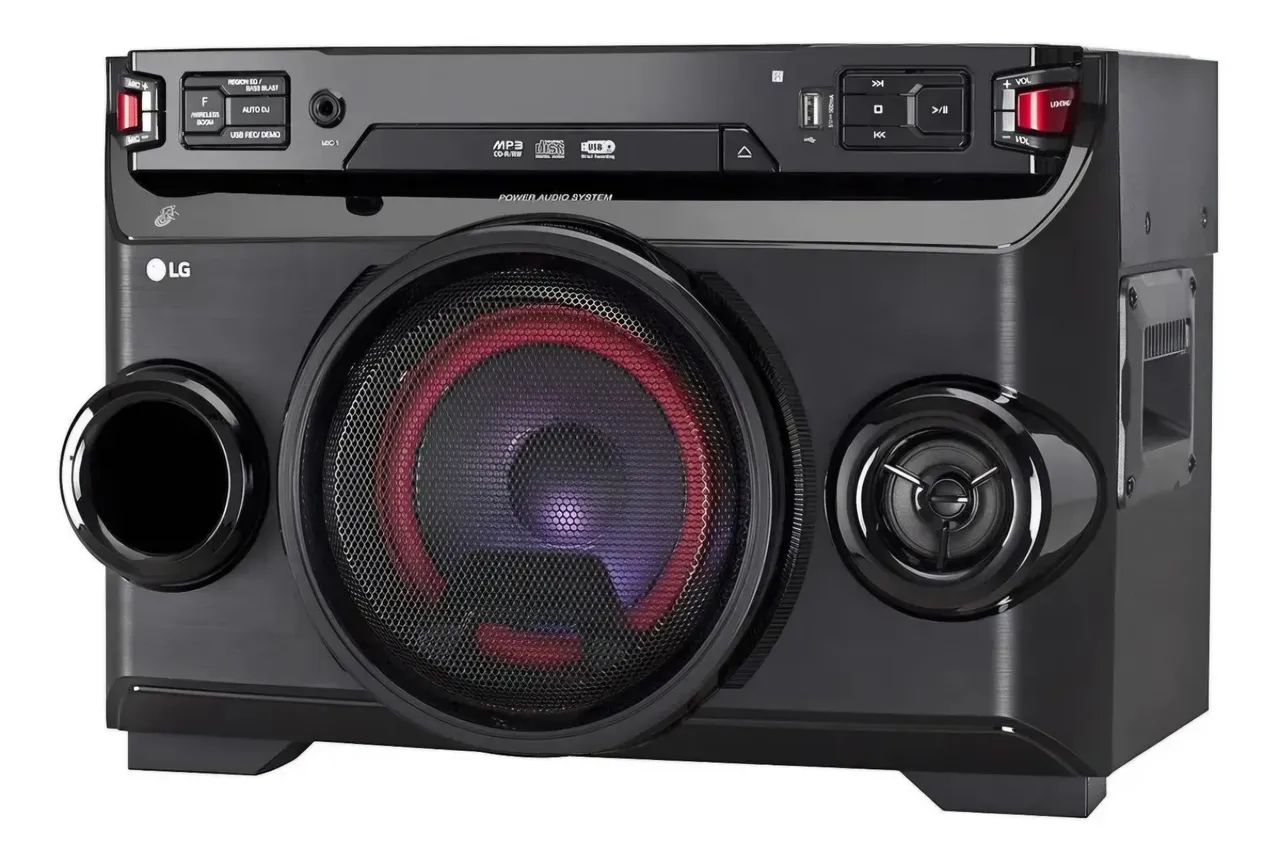 Mini System LG Xboom OM4560 preto/vermelho com bluetooth 200W - Foto 2