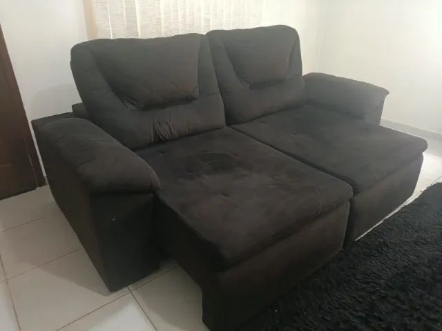 Sofá Retrátil e Reclinável Suede Preto 2 lugares - Foto 4
