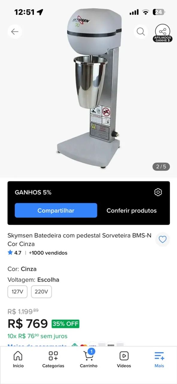Skymsen batedor de milkshakes/ açaí  - Foto 2