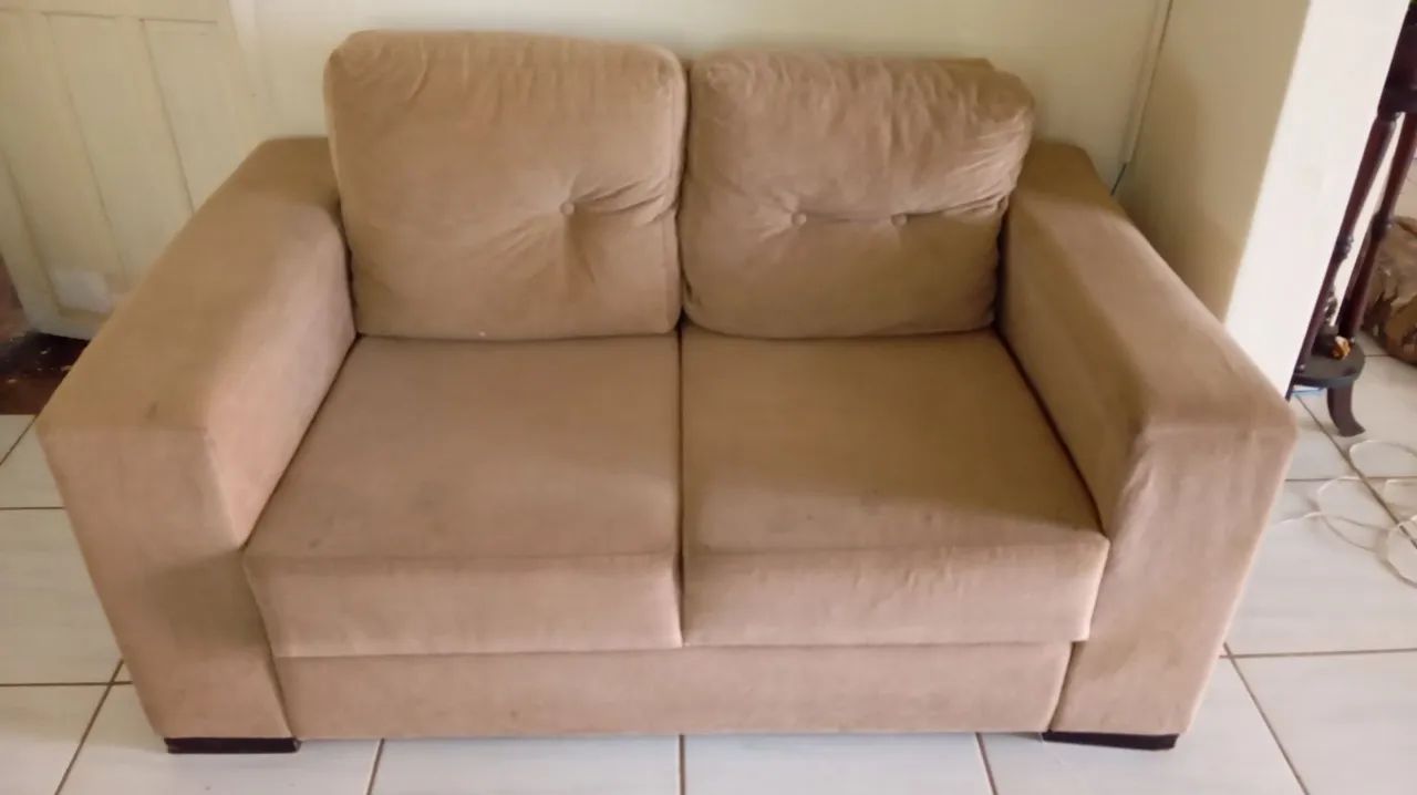 Jogo / Conjunto de Sofá 2 e 3 Lugares - Tecido Suede Bege - Foto 2