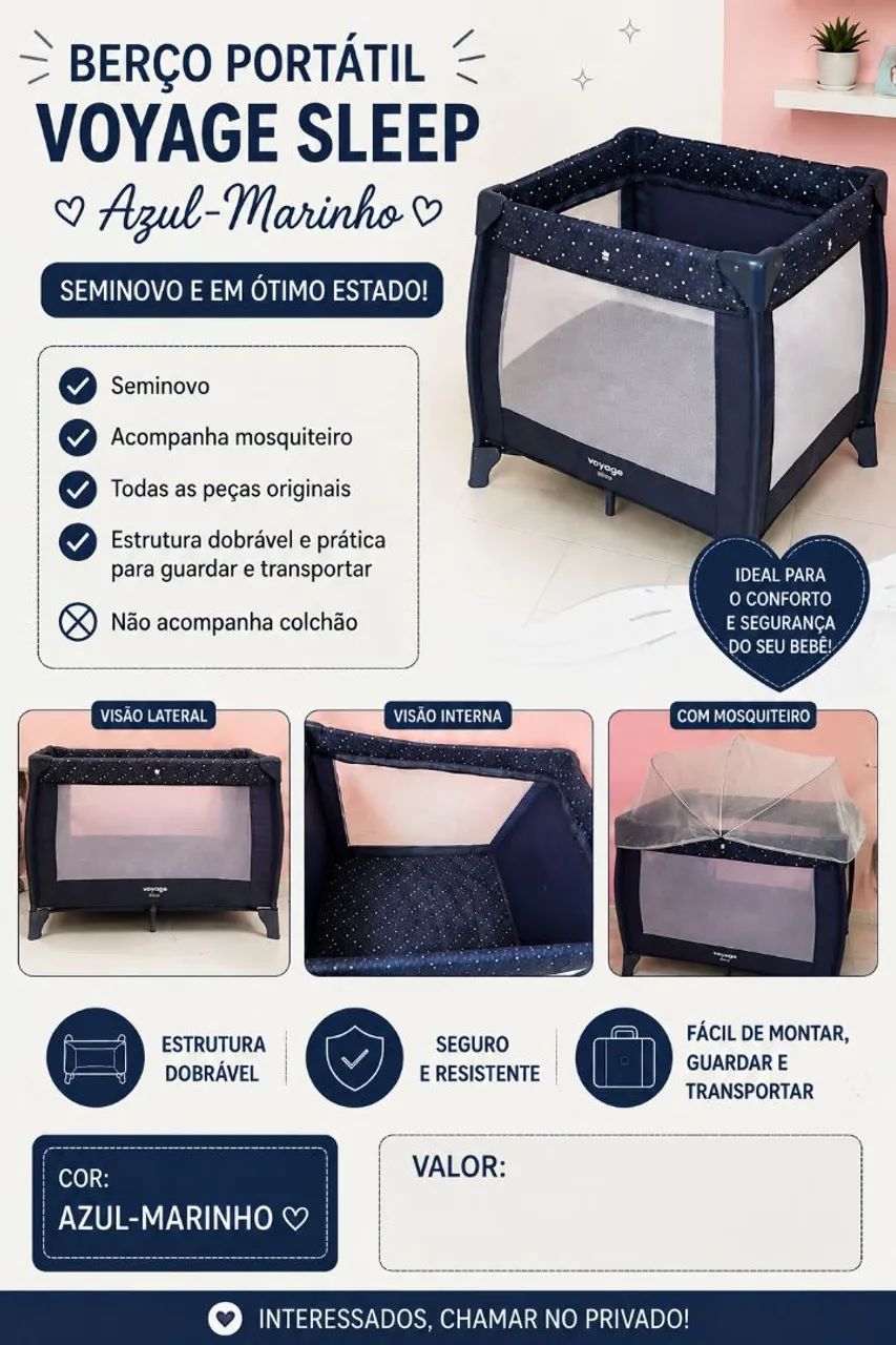 Berço portátil Super Conservado 