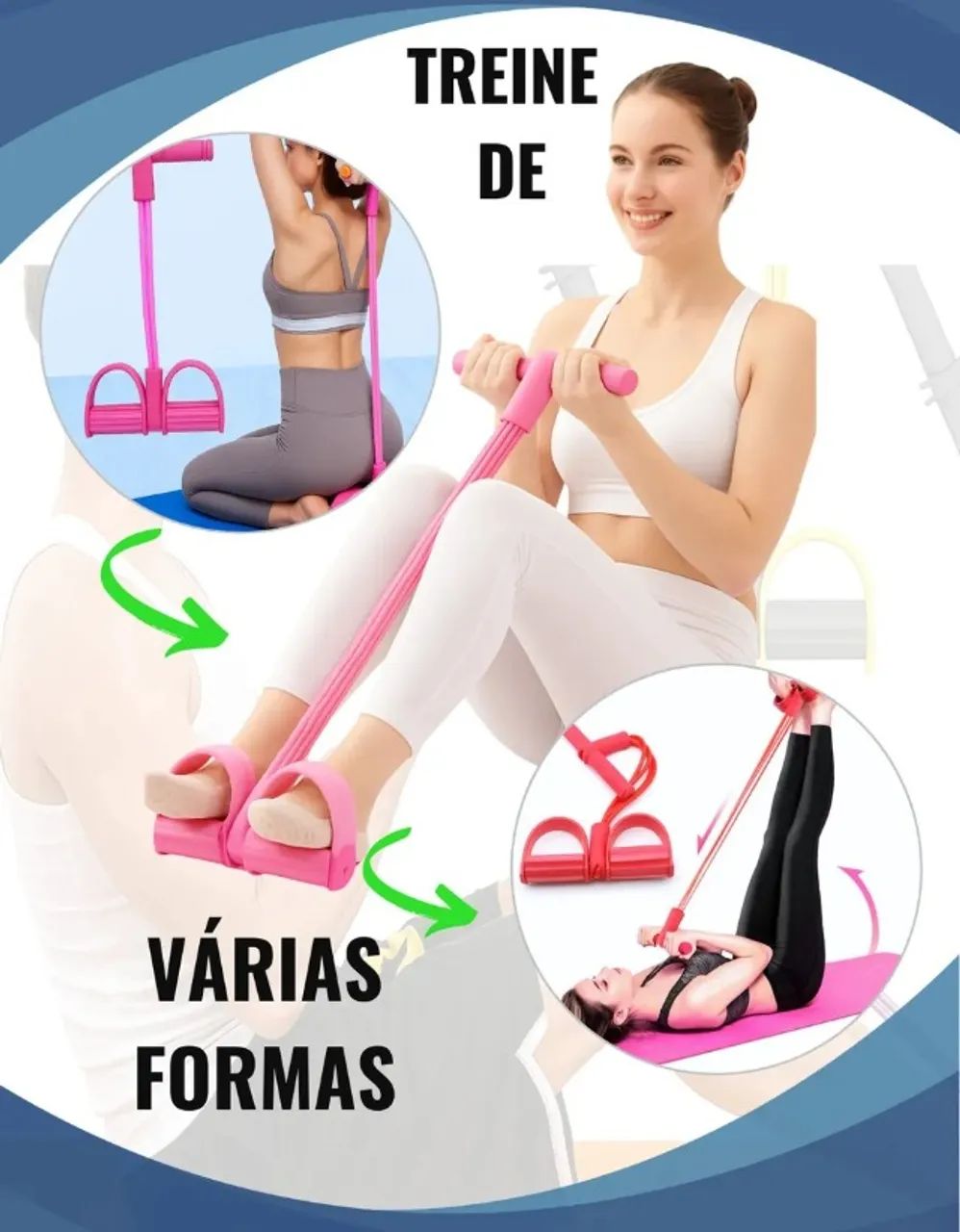 EXTENSOR ELÁTICO DE 4 CORDAS, PARA EXECÍCIOS EM CASA, NAS CORES ROXO E ROSA.  - Foto 5