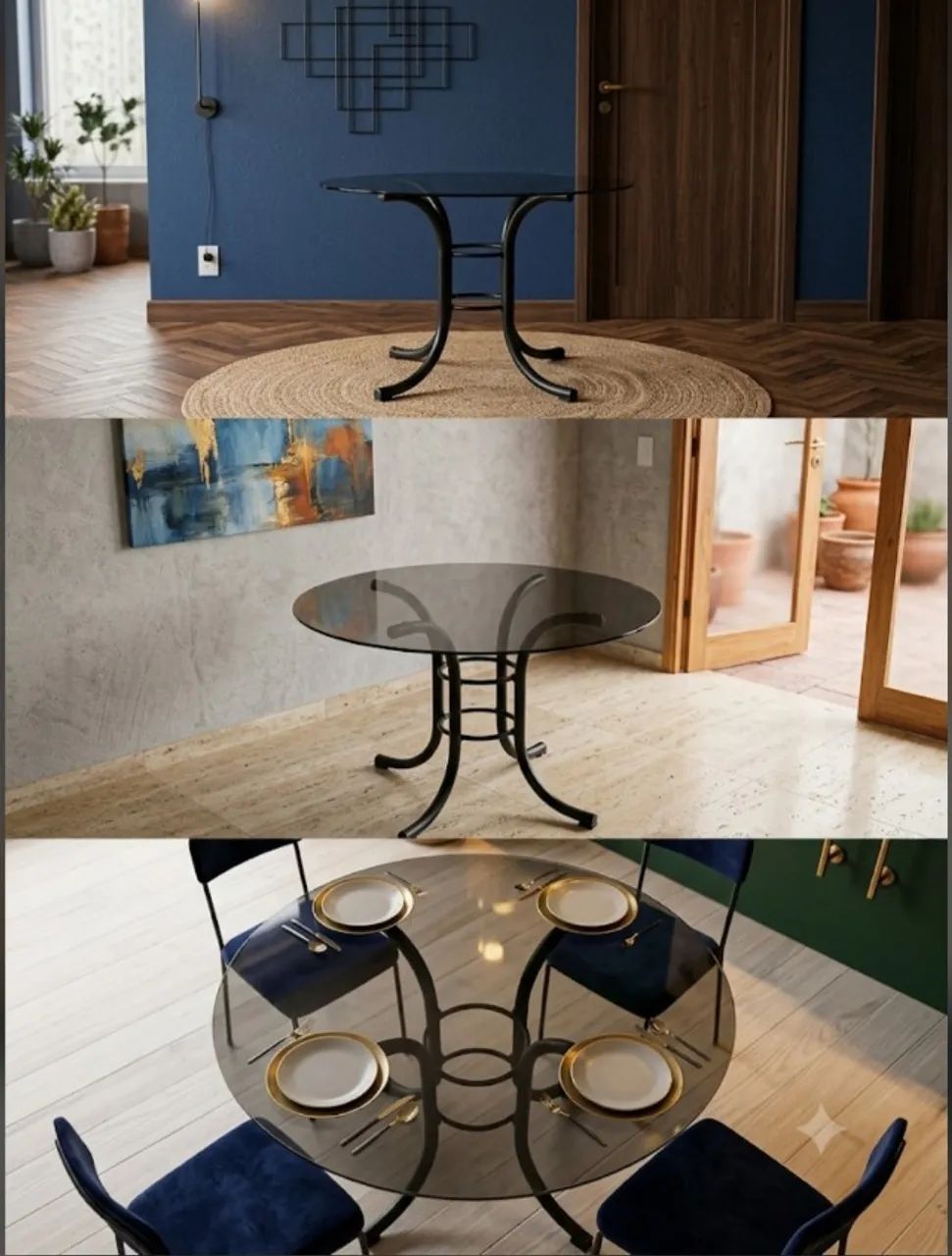 Mesa de jantar vidro redonda (sem as cadeiras)