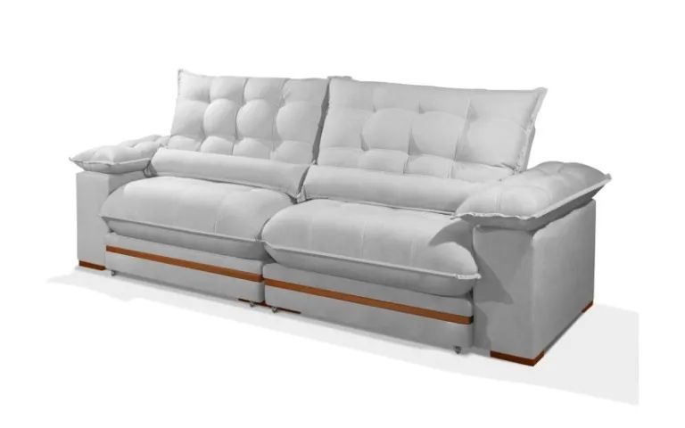 Sofá Reclinável Retrátil Barcelona 4 Lugares 2m20 Branco - Foto 2