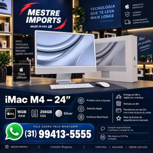 iMac M4 24 Polegadas 16GB 256GB Silver - Computadores e Desktops
