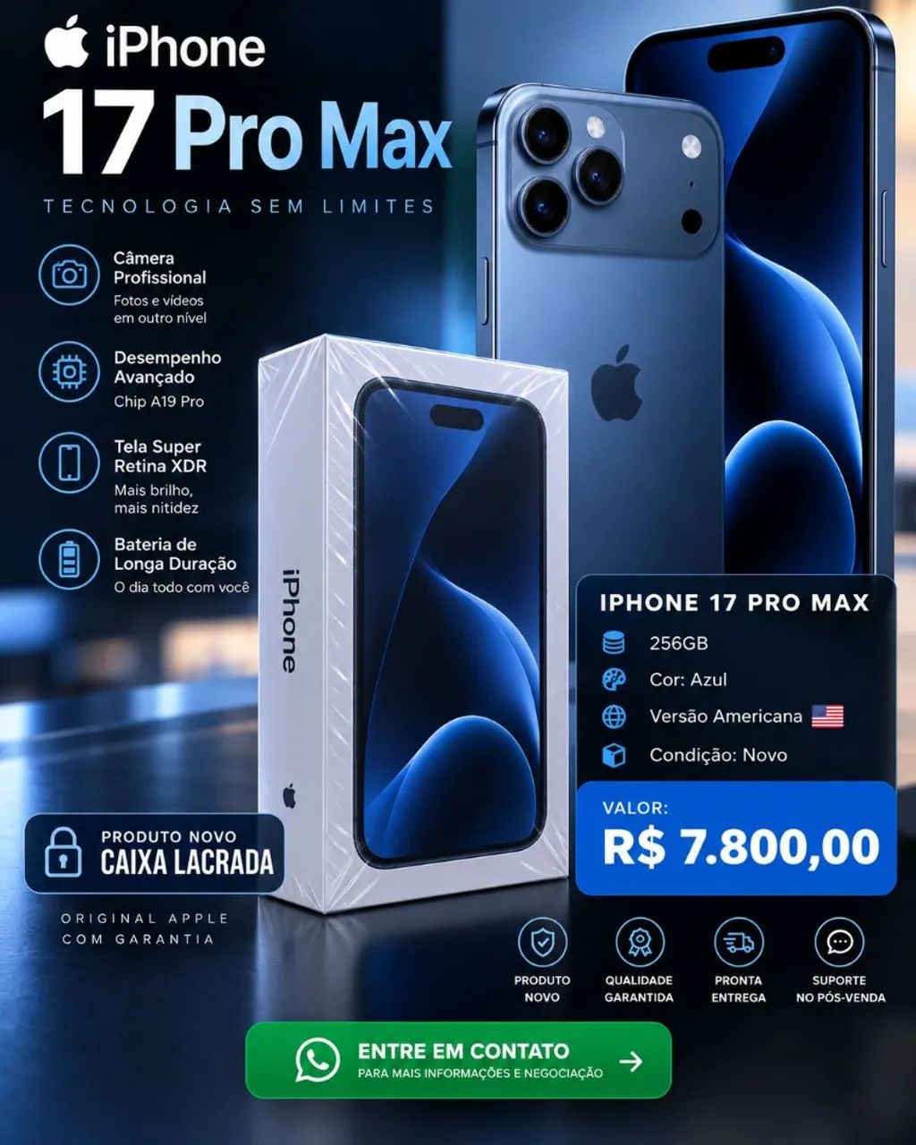 iPhone 17 pro Max 256gb azul ( lacrado) - Foto 3