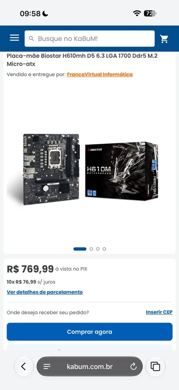 Placa mãe h610mh d5 